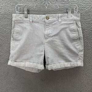 Gap Shorts Womens 2 Blue White Striped Girlfriend 4 Inch Khakis Preppy Academia